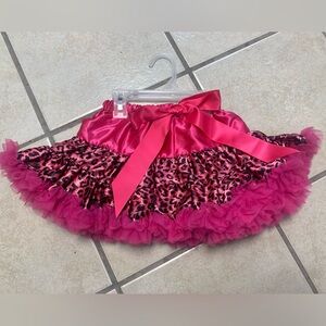 Childs Size 3/4 Reversible Pink Animal Print Layered Tutu Pettiskirt NWT